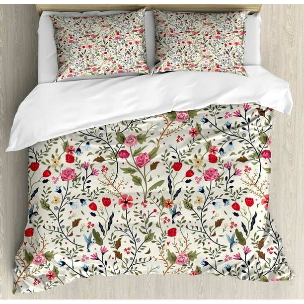 Rose Floral Bedding Duvet Cover Set Twin Full Queen King Pillowcase Red Black HD